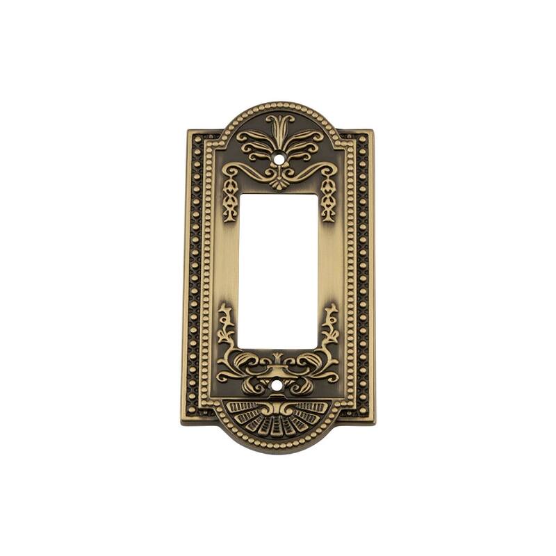 Nostalgic Warehouse MEA_SWPLT_R1 Meadows Single Rocker / GFI Wall - Antique Brass