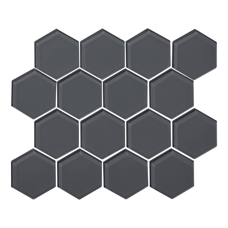 3" Beehive 10.25 in. x 11.75 in. Hexagon Glass Mesh-Mounted Mosaic Tile
