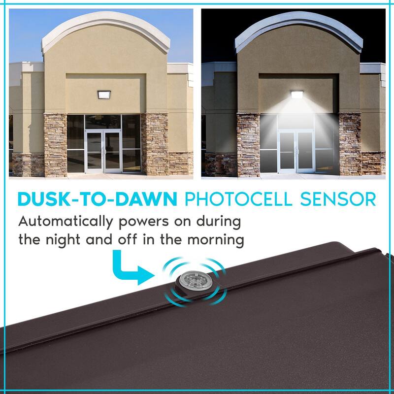 Luxrite LED Wall Pack Light Photocell Sensor 17500 Lumens 3 Color Select IP65 Waterproof Dusk to Dawn