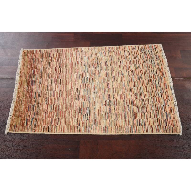 Striped Modern Gabbeh Kashkoli Oriental Wool Area Rug Handmade Carpet - 2'5" x 3'9"