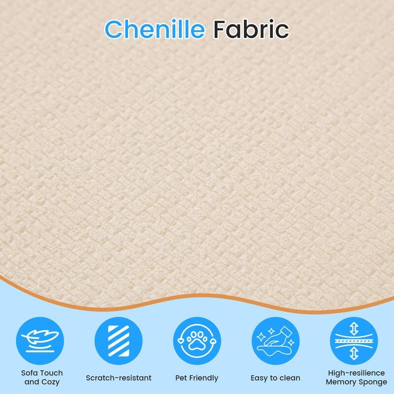 Mixoy 98 inch Chenille L Shape Sectional Sofa with Curved Chaise,Modern Cloud 3 Seater Sofa Couch