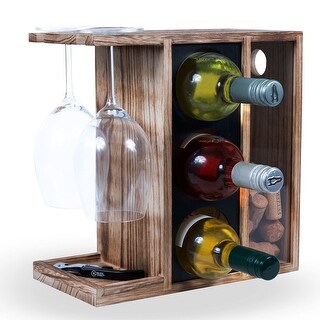 Rustic State Counter Top Wine Rack with Stemware Holder and Cork ...