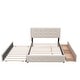 preview thumbnail 4 of 25, Queen Size Linen Upholstered Platform Bed w/ Trundle Wooden Bed Frame
