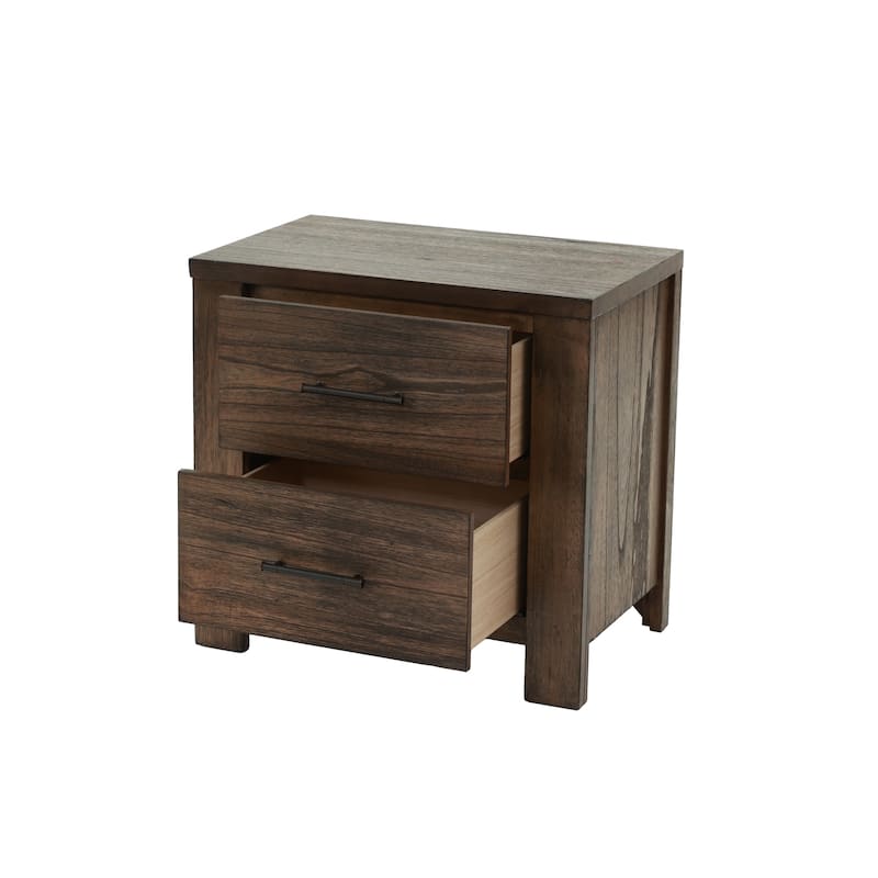 1pc Nightstand Wooden Bedside Table 2x Drawers Storage Bedroom Furniture