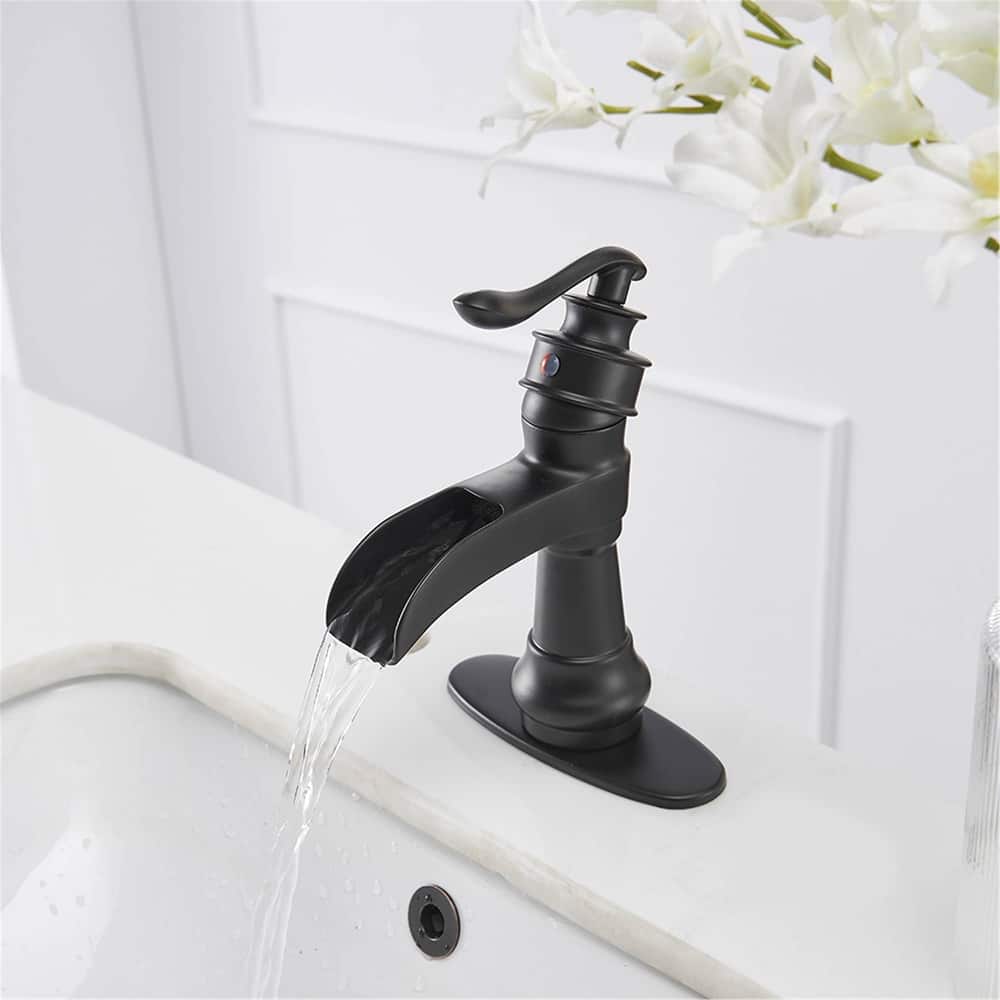Waterfall Single Handle Bathroom Faucet With Drain Assembly Single Hole Bathroom Sink Faucets Modern Basin Vanity Mixer Taps