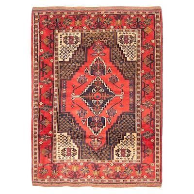 Teimani Red Rug 3'7" x 4'11" - 3'7 x 4'11