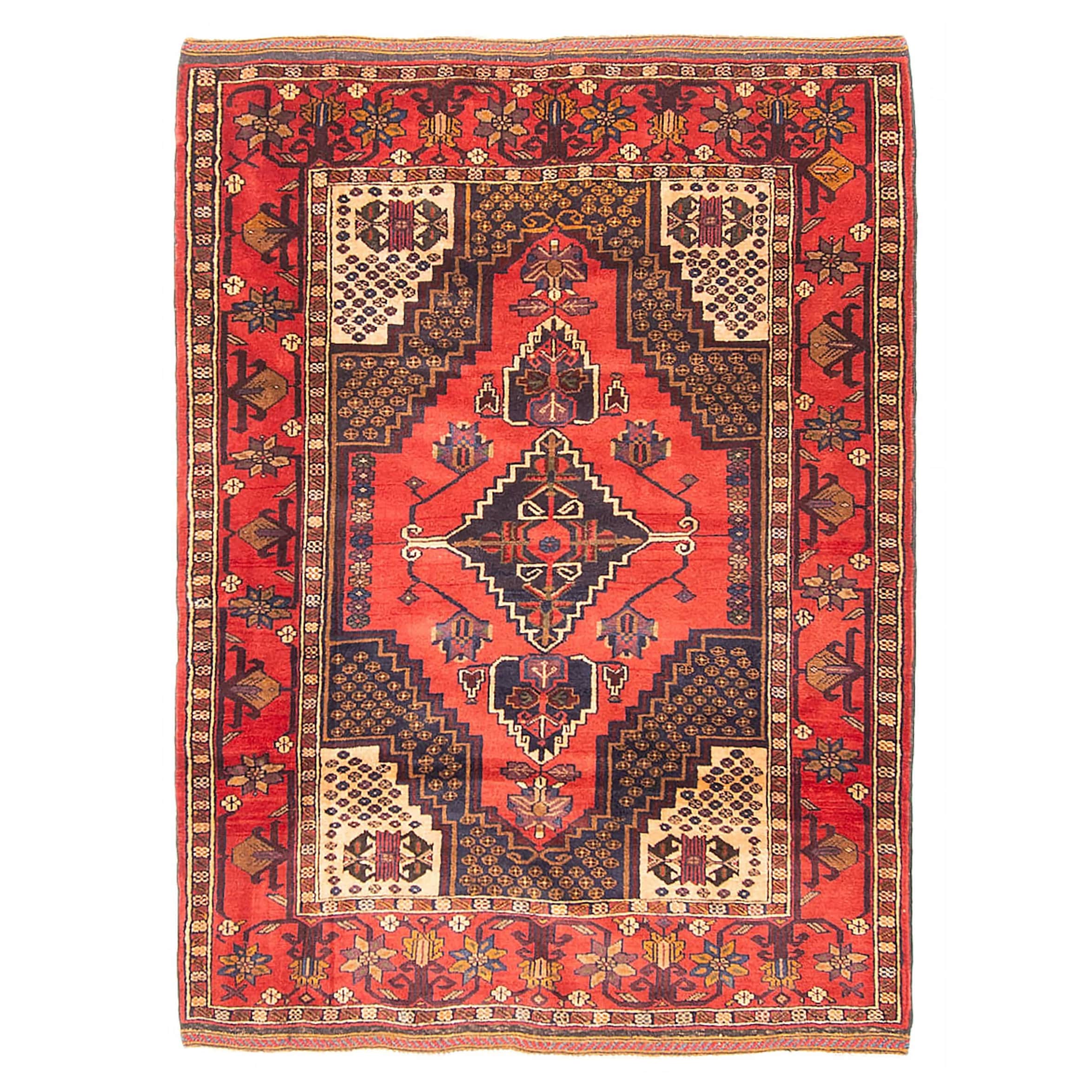 Teimani Red Rug 3'7" x 4'11" - 3'7 x 4'11