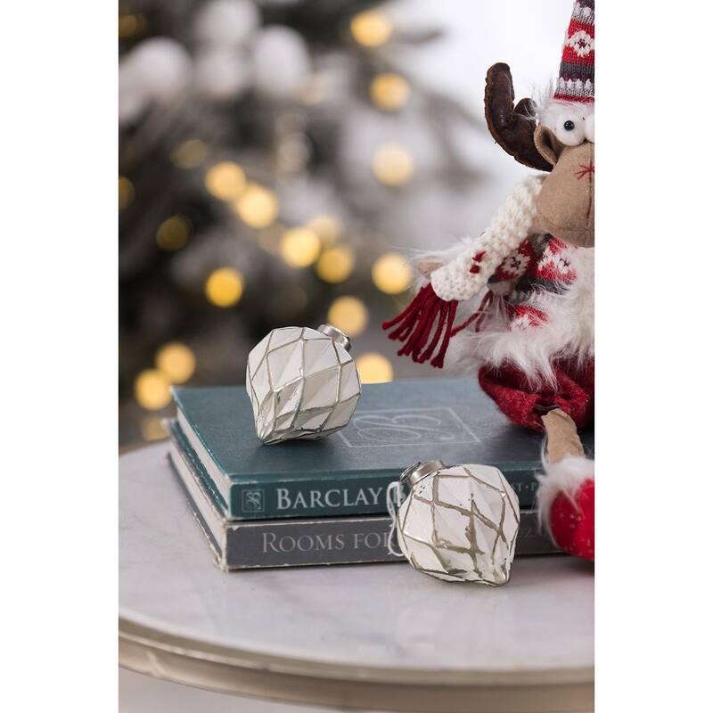 D2.8x3"H Christmas Ball Ornaments, Glass Decorative Hanging Ball Christmas Tree Ornaments for Holiday, Set of 6