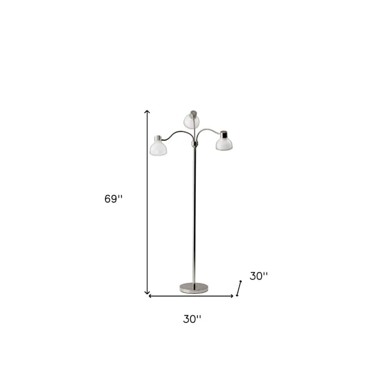 Metal Tree Floor Lamp with 3 Lights Bowl Shade and Switch Rotary Socket - 30” x 30” x 69” (D x W x H)