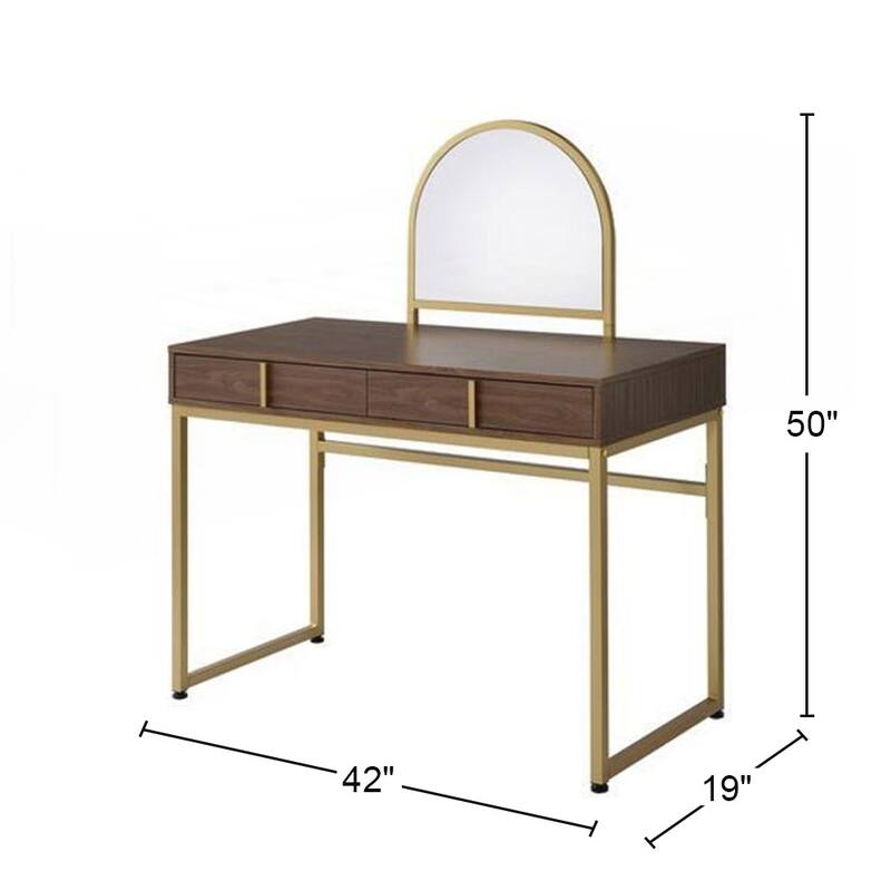 2 Drawers Vanity Desk with Mirror and Jewelry Tray