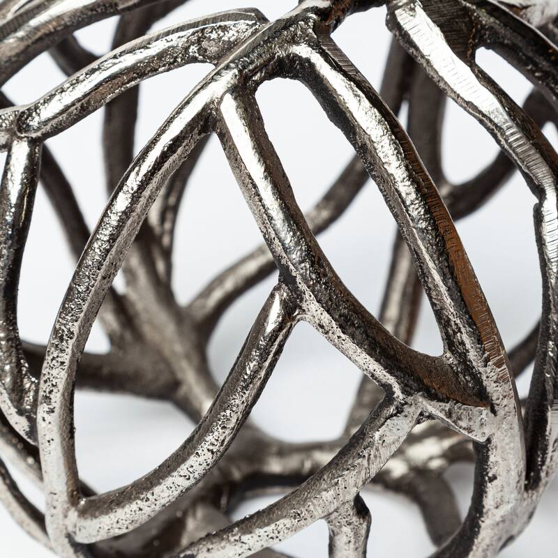 Sphaira I Small Silver Cast Aluminum Decorative Tree Branch Orb