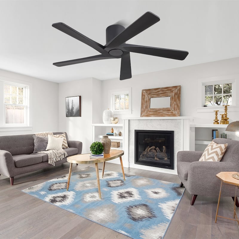 MLiAN 5 Solid Wood Blades Indoor Flush Mount Ceiling Fan with Remote