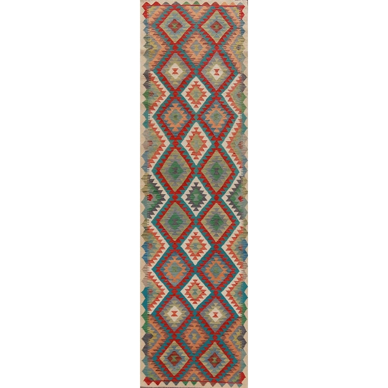 Kilim Runner Rug Flatweave Oriental Wool Carpet - 2'10" x 12'9"