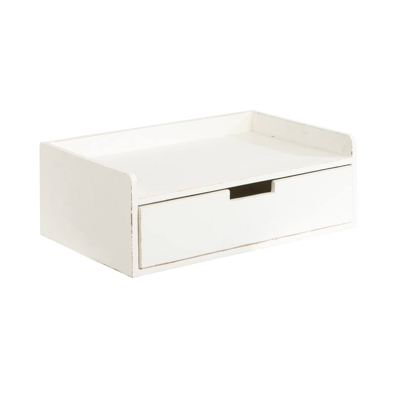 Kate and Laurel Kitt Premium Sold Wood Floating Shelf Side Table - 18x12x7 - White