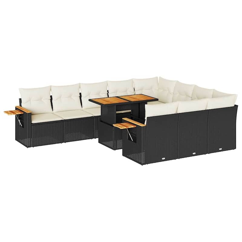 vidaXL Garden Sofa Set Black, Cream White - 113.8 x 92.1 x 33.5 in