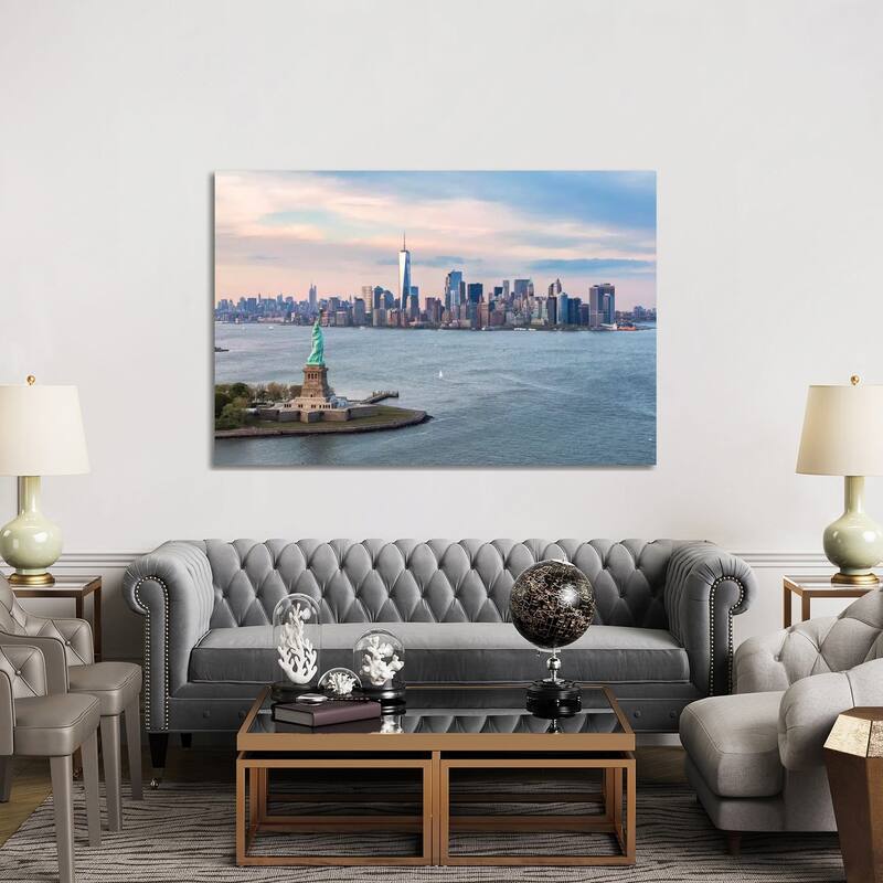 iCanvas "Statue Of Liberty, New York Harbor, Manhattan Skyline, New York City, New York, USA" by Matteo Colombo Canvas Print