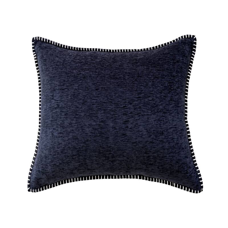 Textured Throw Pillow with Stitched Contrast Edge Set of 2 - Blue