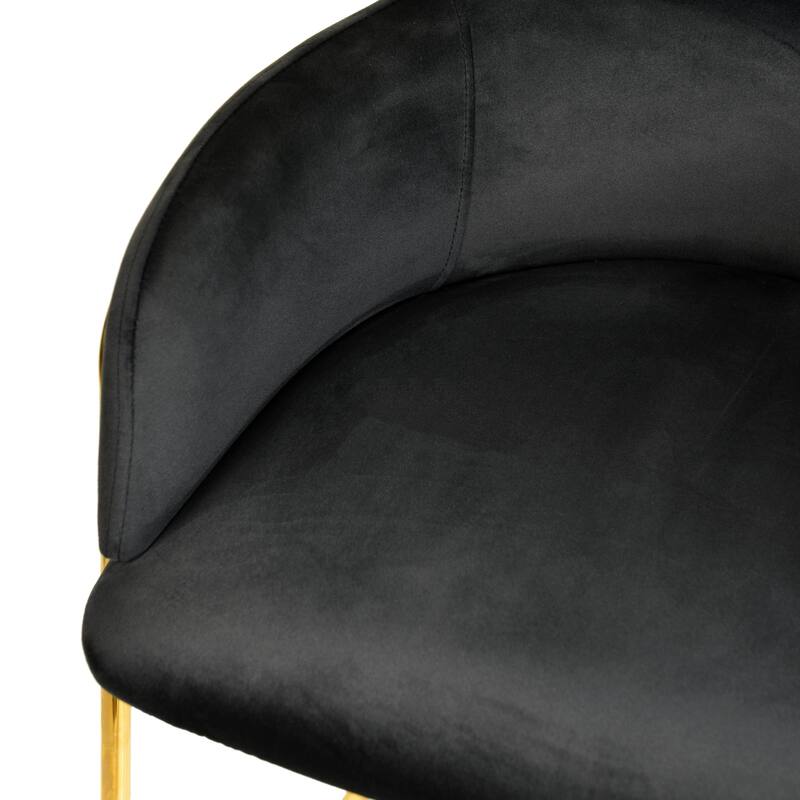 LeisureMod 40" Low-Back Velvet Upholstered Bar Stool with Gold Stainless-Steel Frame for Home Living Room Kitchen & Bar
