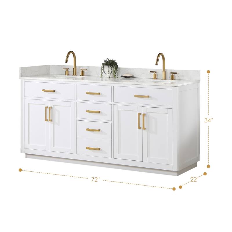Altair Gavino Bath Vanity with Grain White Composite Stone Top, no Mirror