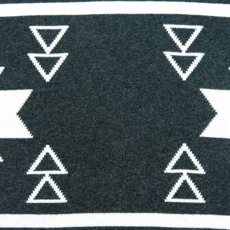 20” Black and White Sioux Southwestern Knitted Square Throw Pillow