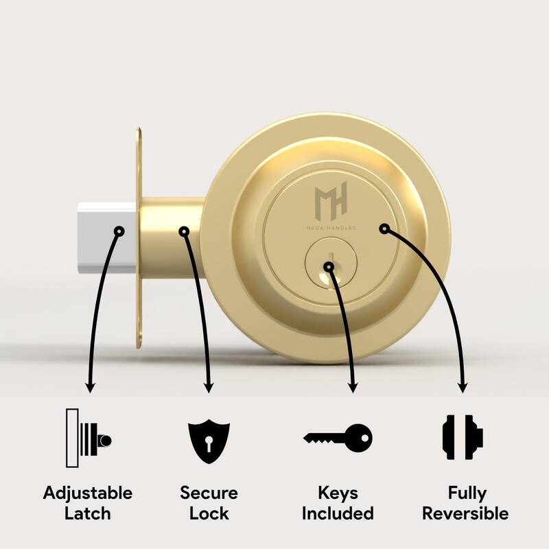 Mega Handles RONN Round Single Cylinder Keyed Deadbolt | Reversible Entry Deadbolt Lock