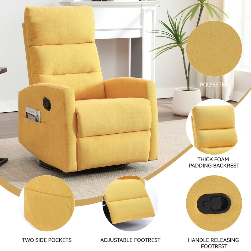 Swivel Rocking Recliner Chair with 155° Recline and Tool-Free Assembly