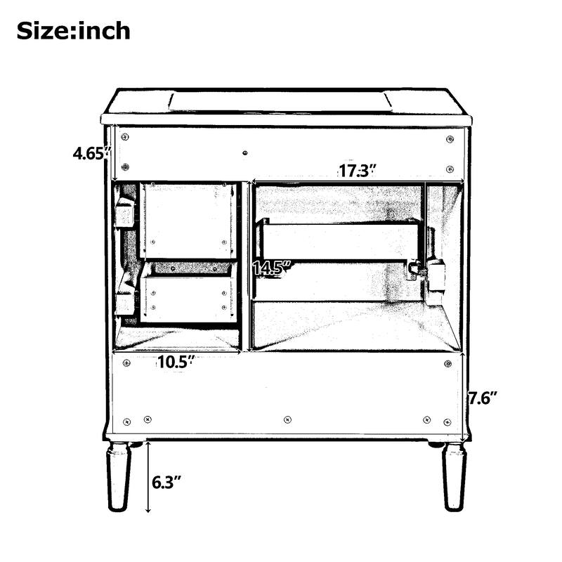30" Ceramic Sink Bathroom Vanity with Gold Handles, Soft-Close Storage & Space-Saving Design