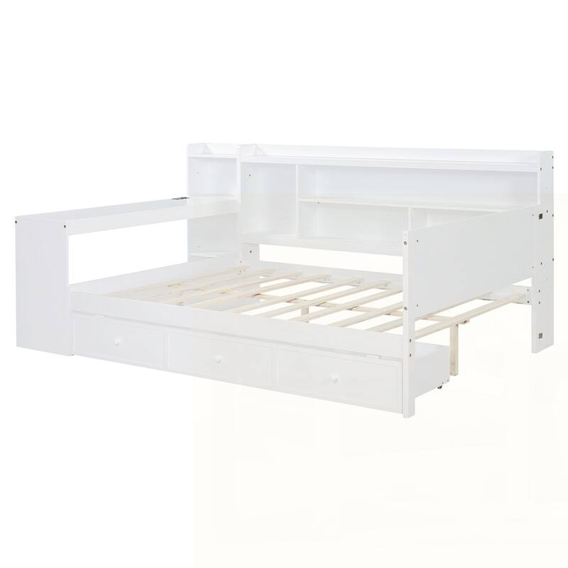 Wooden Daybed With 3 Drawers and USB Ports