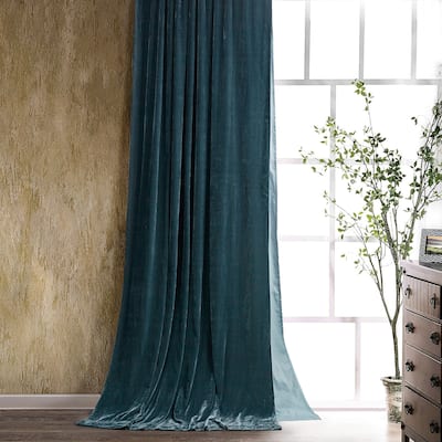 HiEnd Accents Stella Faux Silk Velvet Romantic Western Lined 1 Piece Curtain, 48"x108"