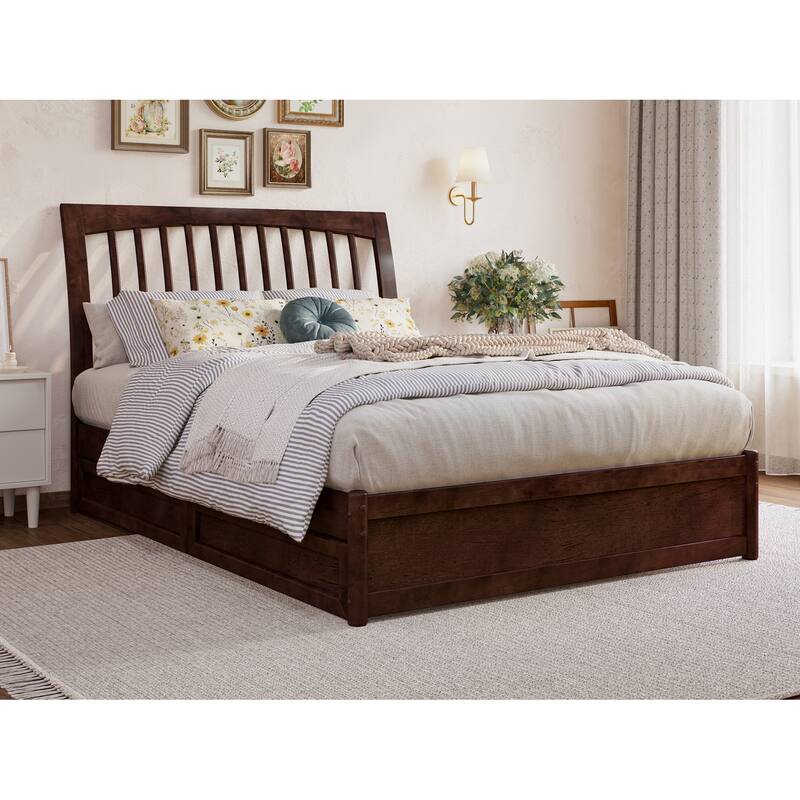 Roslyn Platform Bed with Panel Footboard and Storage Drawers
