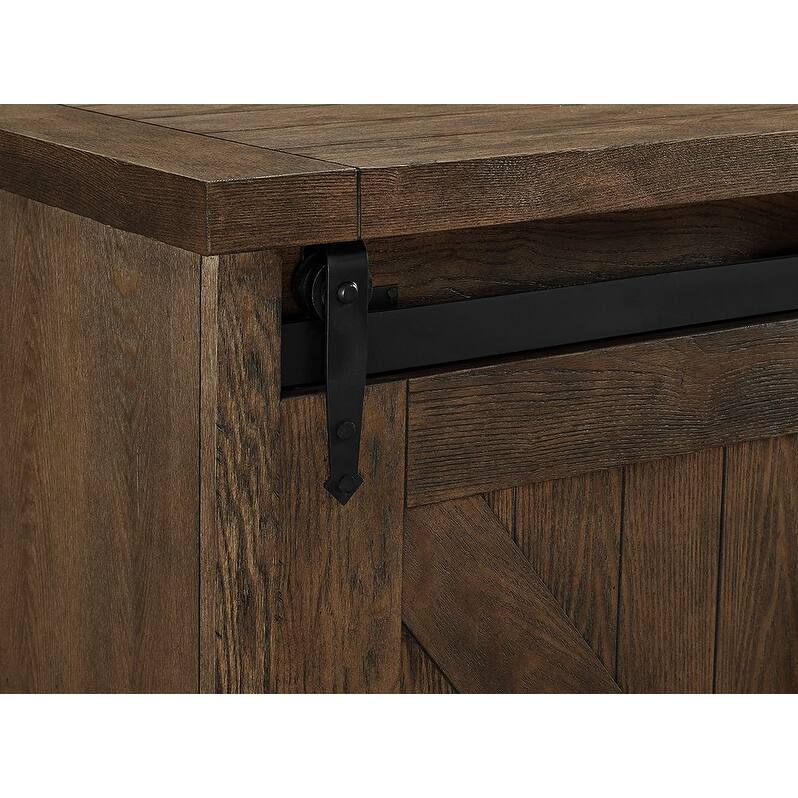 Avondale 60" TV Console, Barn Door Entertainment Stand, Wood Accent Cabinet, Brown