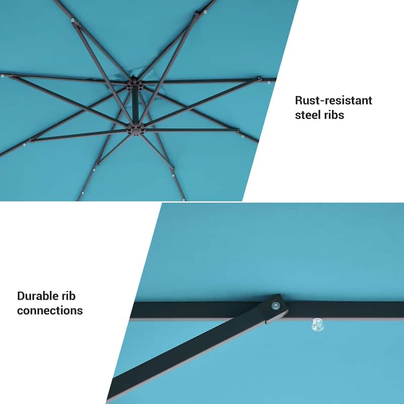 LIVOOSUN Outdoor Patio Umbrella, Square Canopy Offset LED Umbrella