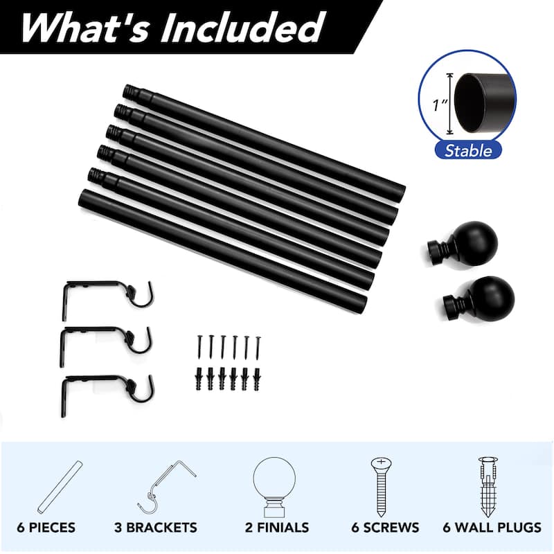 Deconovo 1 Inch Window Curtain Rod