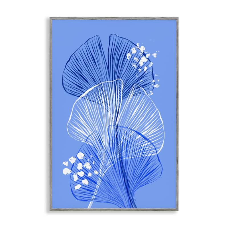 Stupell Layered Blue Gingkoes Framed Giclee Art Design By Martina Pavlova - 20 x 30 - Grey