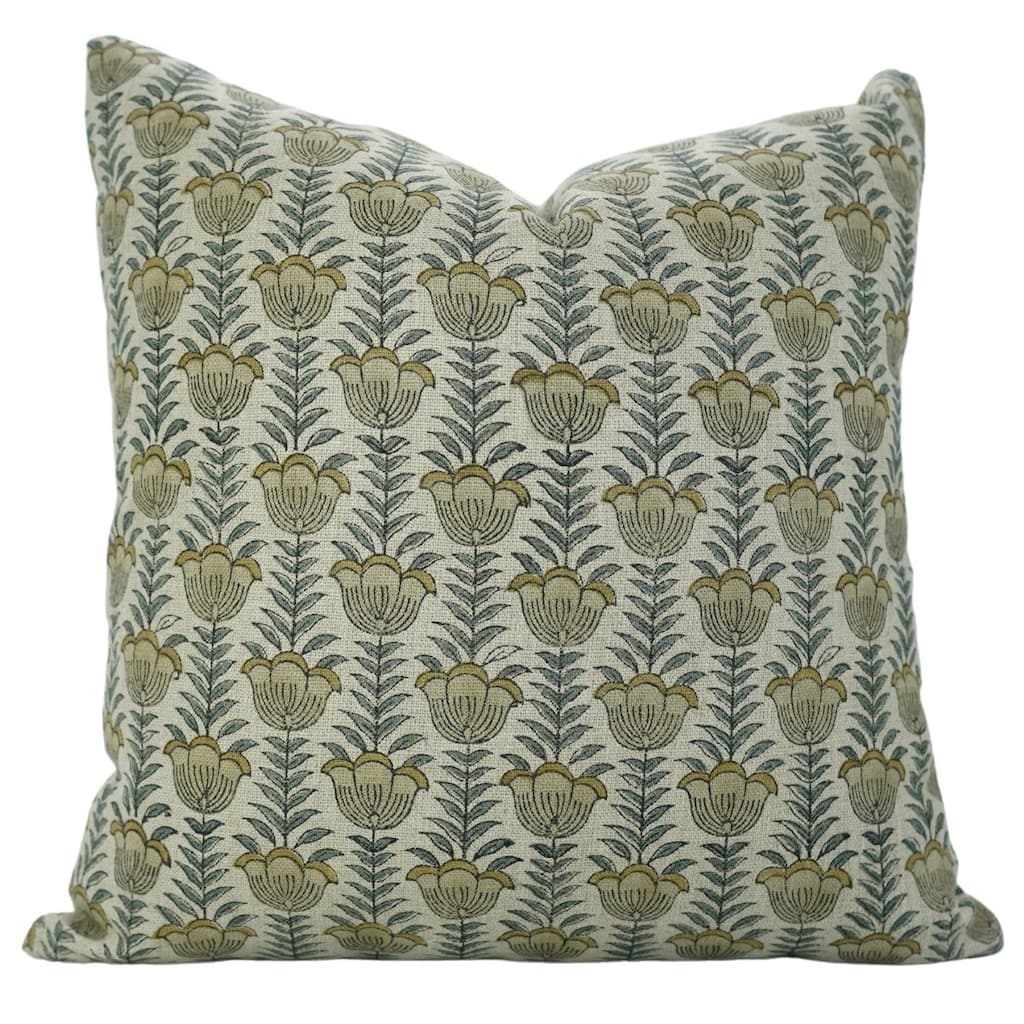 Fabdivine Pure Linen Pillow Cover Artisan Handcrafted Sofa Accent, Lotus
