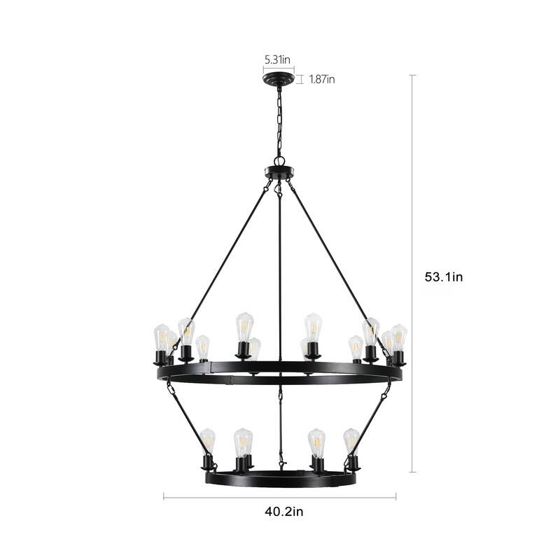 Cicyy Modern Large Black 26 Lights Metal Wagon Wheel Chandelier