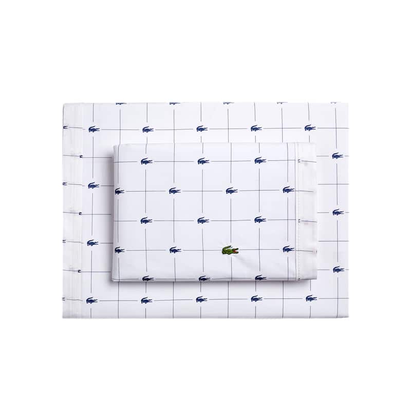 Lacoste Slice Geometric Cotton Sheet Set - Twin - Navy