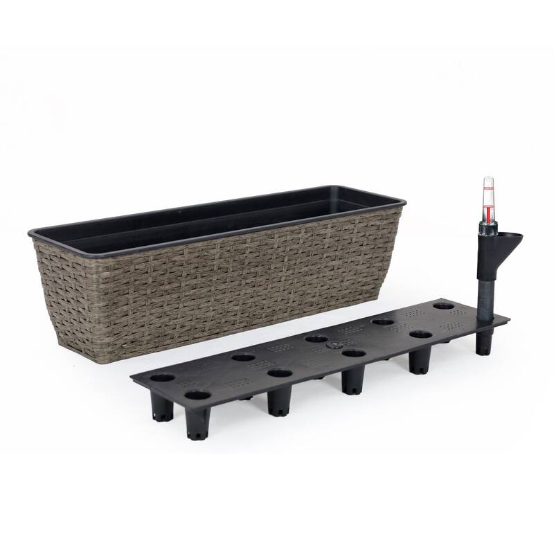 DTY Signature 2-Pack Catleza Self-watering Planter - Hand Woven Wicker - Rectangular