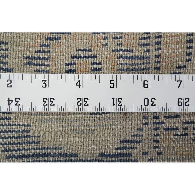 Hand Knotted Oriental 100% Wool Carpet Transitional All-Over Beige & Ivories Oushak Runner Rug - 12' 4'' X 2' 9''