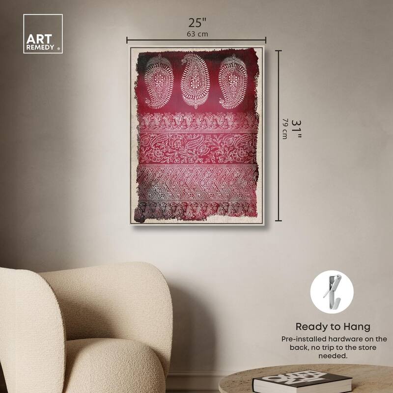 Burgundy Stamps Canvas by Art Remedy