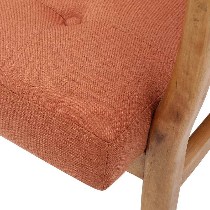 Mid Century Modern 25.25" Button Tufted Club Chair with Wood Frame for Living Room