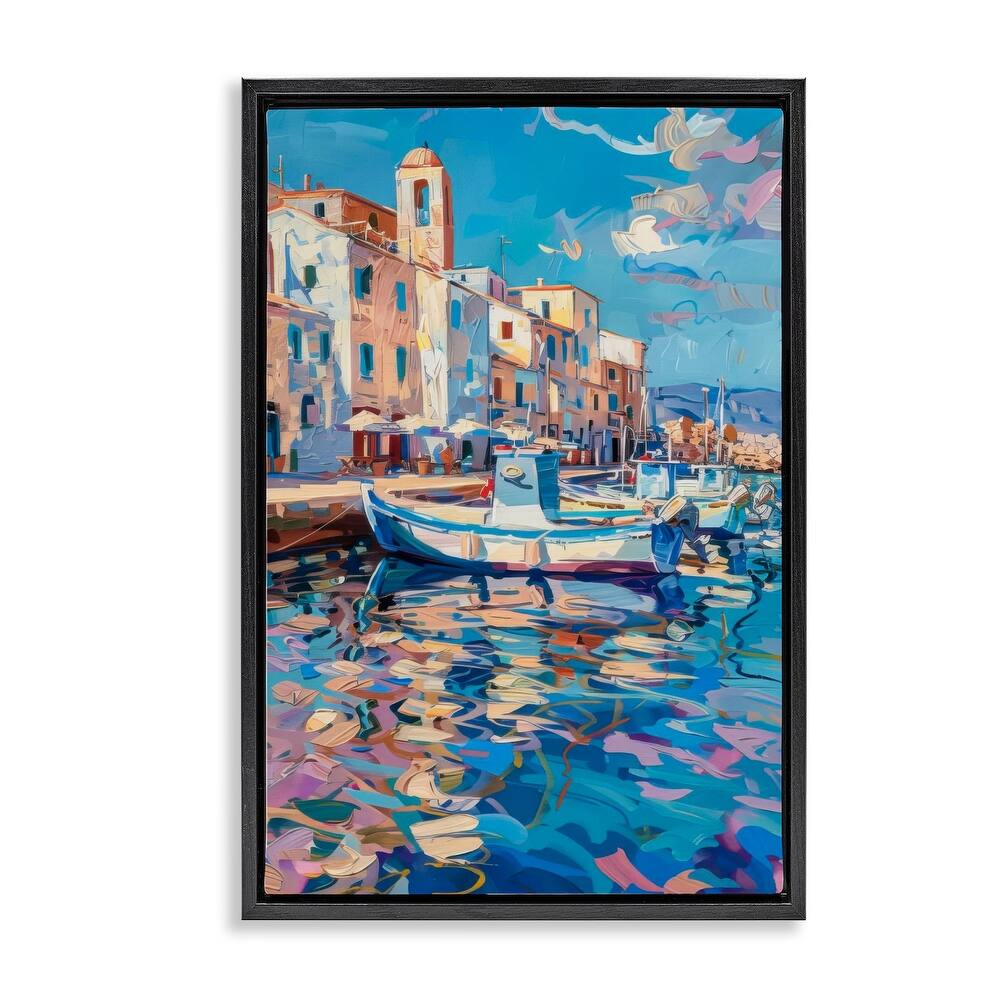 Stupell Coastal City Harbor Framed Floater Canvas Wall Art Design By LSR Design Studio