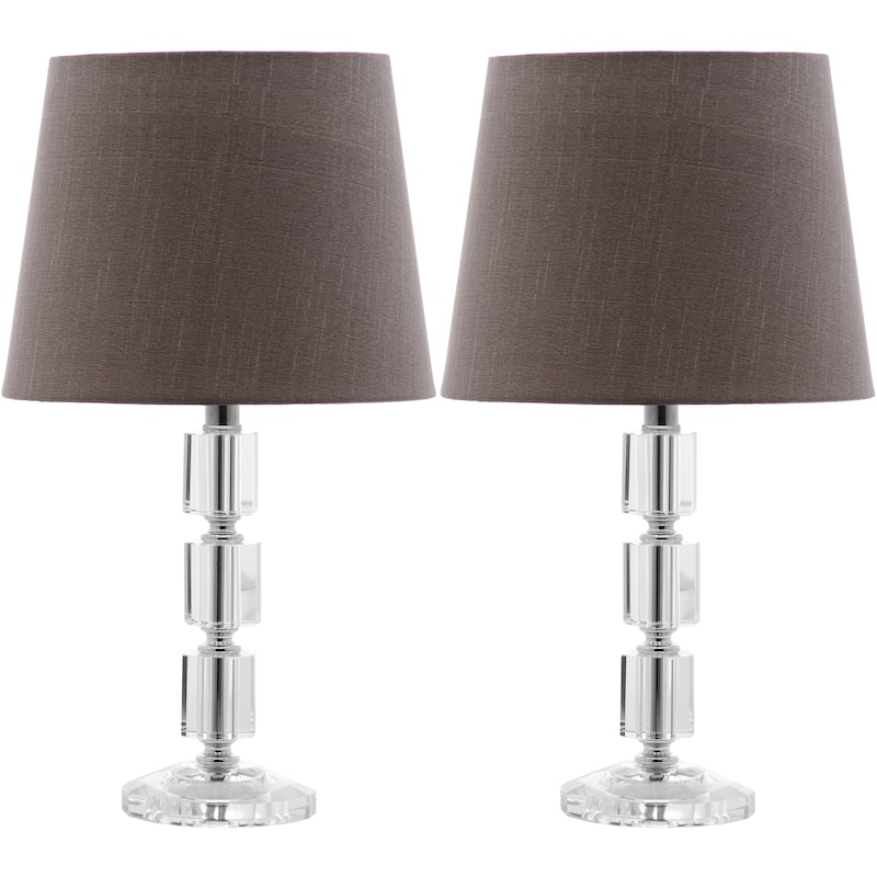 SAFAVIEH Lighting Catrina 15-inch Grey Shade Crystal Cube Table Lamp (Set of 2) - 9"x9"x16" - 9"Wx9"Dx16"H