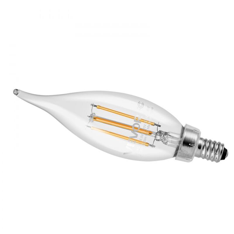 Clear Glass LED Candelabra Bulbs 12-Pack Flame Tip Dimmable E12 - 1.38 x 4.7 in