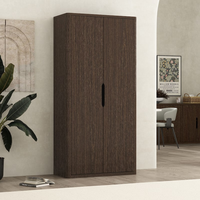 Manhattan Comfort Rivington Modern 38 In Bookcase Cabinet - Walnut - Single