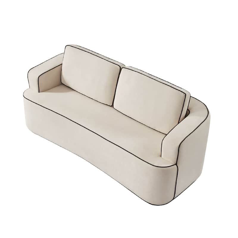 GDFStudio - Acacia Wood 2-Seater 78.7" Soft Upholstered Loveseat Sofa