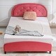 preview thumbnail 9 of 11, Mixoy Kids Bed with Crystal Tufted Headboard,Pink Princess Bed for Childs