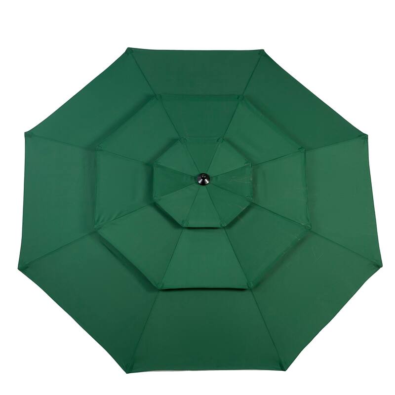 9.64 ft. Steel Market Outdoor Patio Umbrella with 8 Ribs, 3 Tier Auto-tilt Umbrella, (Base Not Included)