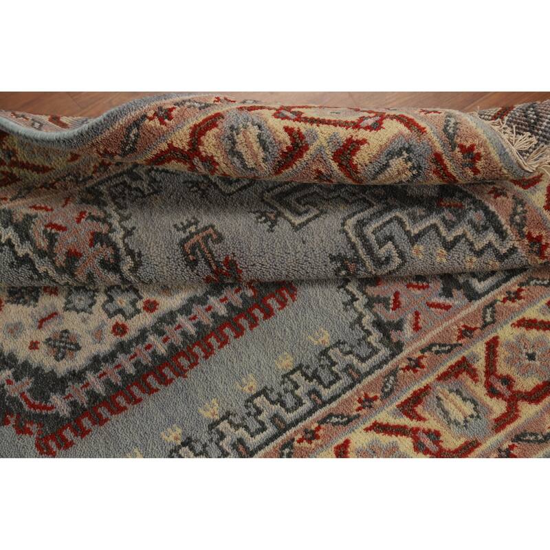 Hand Knotted Oriental 100% Wool Carpet Traditional Geometric Greys & Charcoal Viss Area Rug - 6' 0'' X 4' 0''