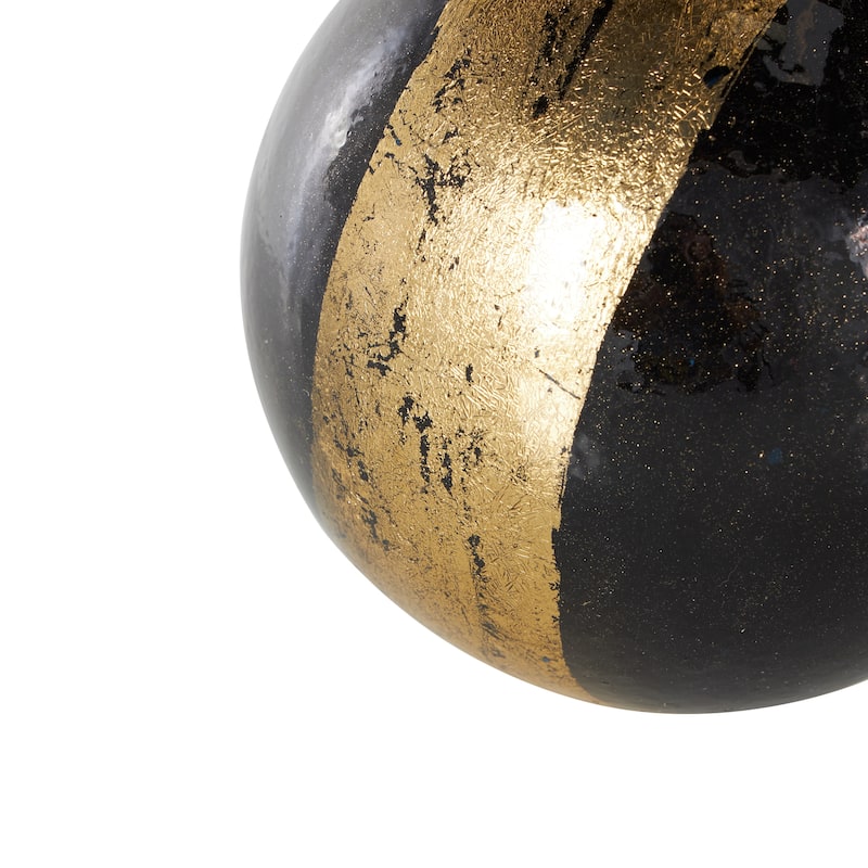 Plastic Decorative Orbs & Vase Filler with Gold Stripe or Blue Accents - Set of 3 Black, Brown, White - Roche River Decor